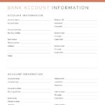 Bank Account Information - printable financial pdf
