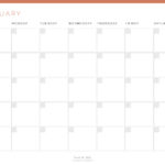 12 month perpetual printable pdf calendar in coral with sunday start