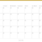 12 month perpetual printable pdf calendar in gold with monday start