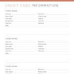 Credit Card Information - printable financial pdf