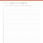 Daily health habits printable PDF