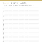Daily health habits printable PDF