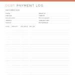 Debt Payment Log - printable finance PDF