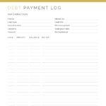 Debt Payment Log - printable finance PDF