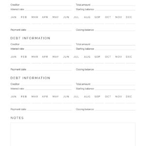 Debt Payment Tracker - printable finance PDF