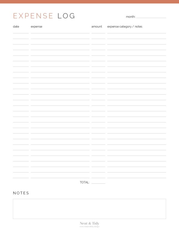 Expense Log Templates 9 Free Printable Word Excel And Pdf Formats Samples Examples Forms 9165