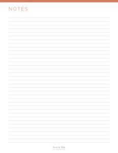Notes pages - Lined, Unlined, Grid & Dot Grid - Neat and Tidy Design