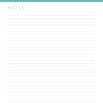 Lined notes pages in three colours