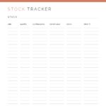 Stock Tracker - printable finance pdf