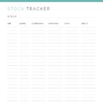 Stock Tracker - printable finance pdf