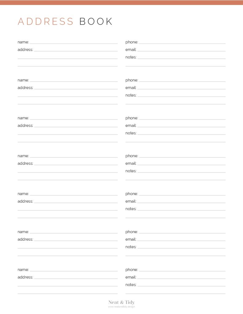 Address & Phone Directory Neat and Tidy Design