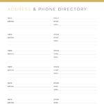 Address and phone directory printable PDF