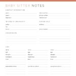 Printable Baby Sitter Notes