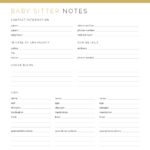 Printable Baby Sitter Notes