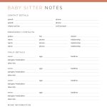printable pdf baby sitter notes