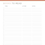 Printable Books to read list