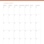 Printable 12 month perpetual calendar in portrait orientation