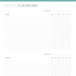 printable daily checklist with tasks for one week in pdf format, comes in three colours