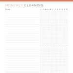Monthly cleaning checklist for the household binder