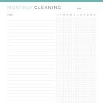 printable pdf monthly cleaning checklist, fillable in adobe reader