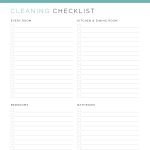 printable cleaning by room checklist in three colours