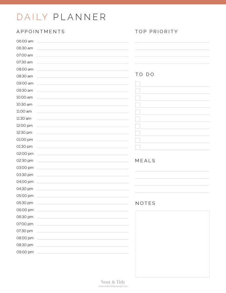 Daily Appointment Planner - Neat and Tidy Design