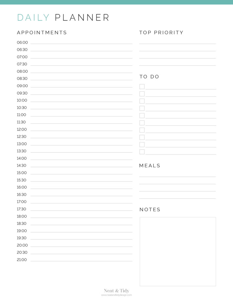 Daily Appointment Planner - Neat and Tidy Design