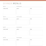 Party Dinner Menu printable PDF
