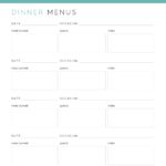 Party Dinner Menu printable PDF