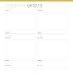 printable quotes log for all your favourite quotes in gold