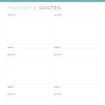 printable quotes log for all your favourite quotes in teal