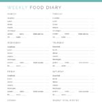 Food Diary - printable PDF