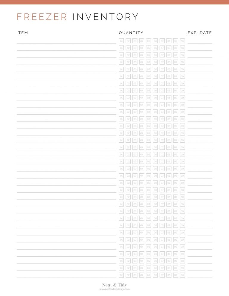 Freezer Inventory - Neat and Tidy Design