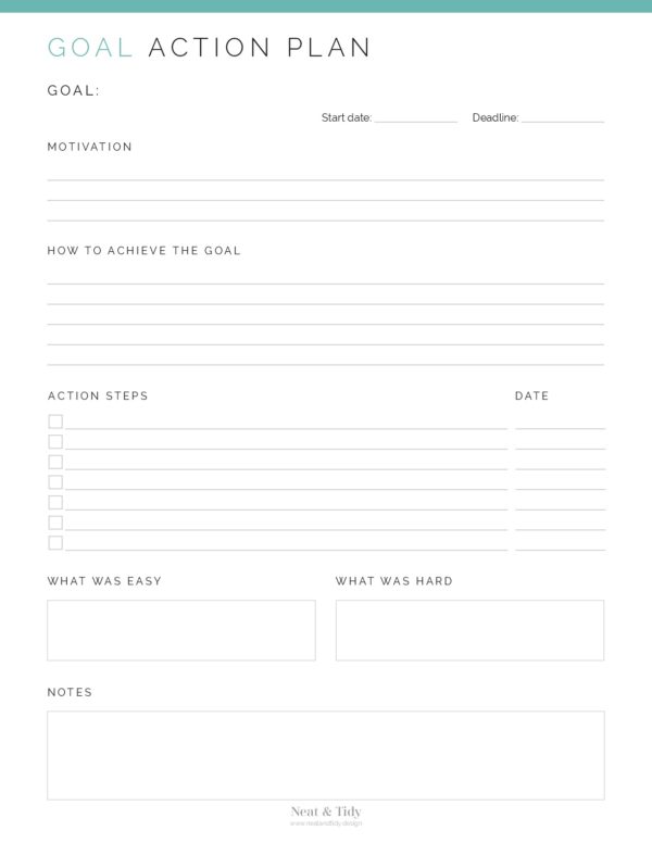 Printable PDF Goal Action Plan
