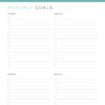 Monthly Goals checklist, printable PDF