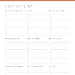 Grocery list with pre-filled categories printable pdf for meal and grocery shopping planning