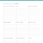 Grocery list with pre-filled categories printable pdf for meal and grocery shopping planning