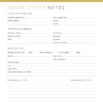 Printable House Sitter Notes