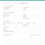 Printable House Sitter Notes