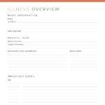 A printable document to fill in important details regarding your illness - printable PDF