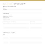 A printable document to fill in important details regarding your illness - printable PDF