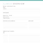 A printable document to fill in important details regarding your illness - printable PDF