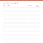 Lending log, printable pdf
