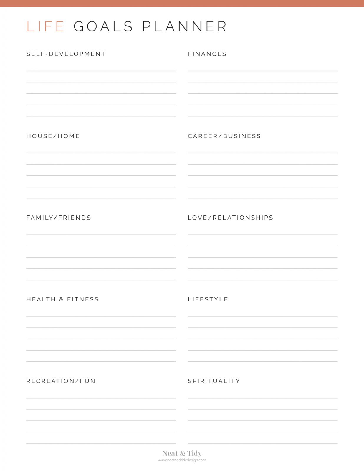 Life Goals Planner - Neat and Tidy Design