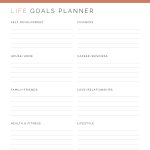 printable lined life goal setting planner in pdf format, fillable using adobe reader