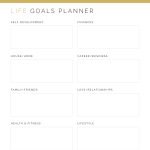 printable unlined life goal setting planner in three colours in pdf format, fillable using adobe reader