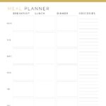 Weekly meal planner printable with grocery list