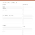 Party Menu Planner printable