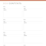 Moving Planner - Moving Box Contents Inventory List, printable PDF