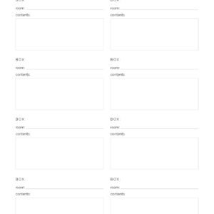 Moving Planner - Moving Box Contents Inventory List, printable PDF